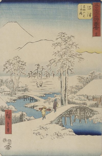 Monte Fuji e Monte Ashigara da Numazu dalla serie Tokaido verticale da Utagawa Hiroshige